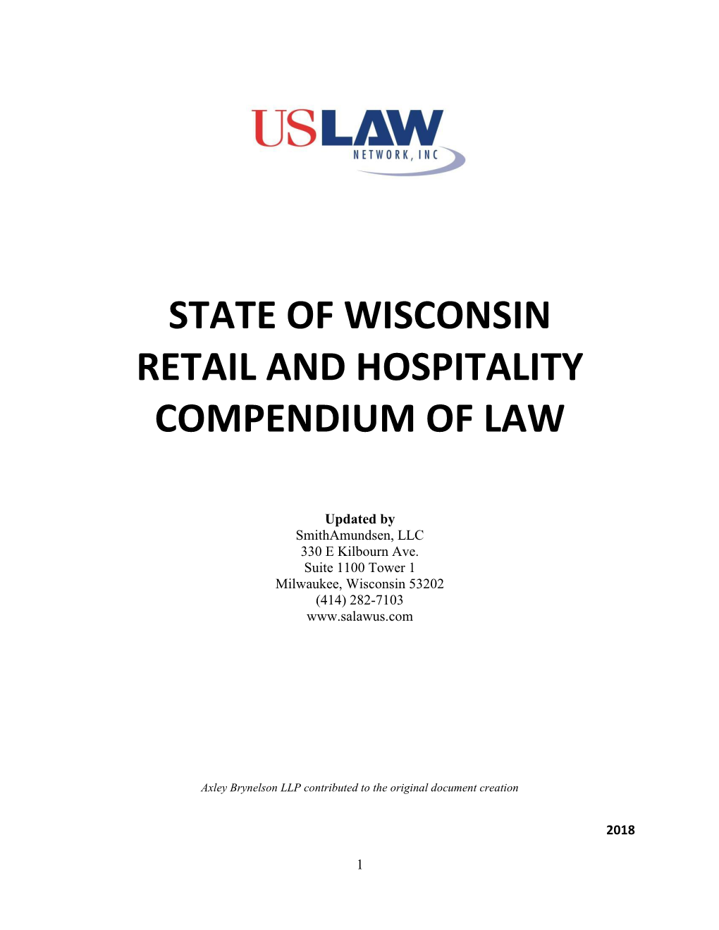 State of Wisconsin Retail and Hospitality Compendium of Law