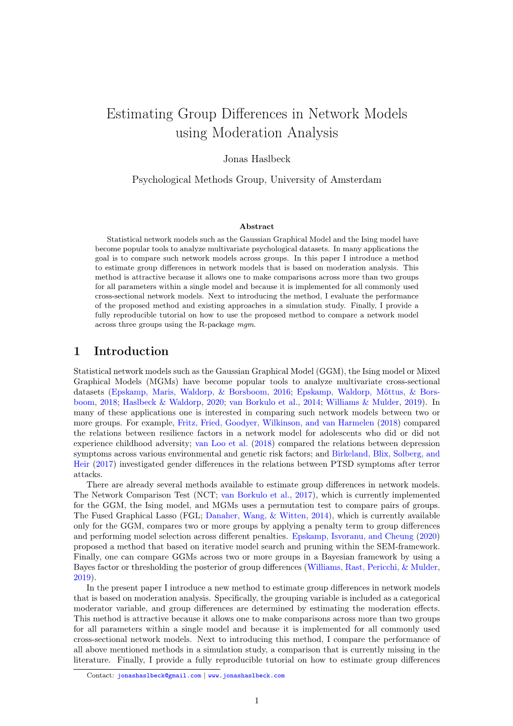 Estimating Group Differences in Network Models Using Moderation