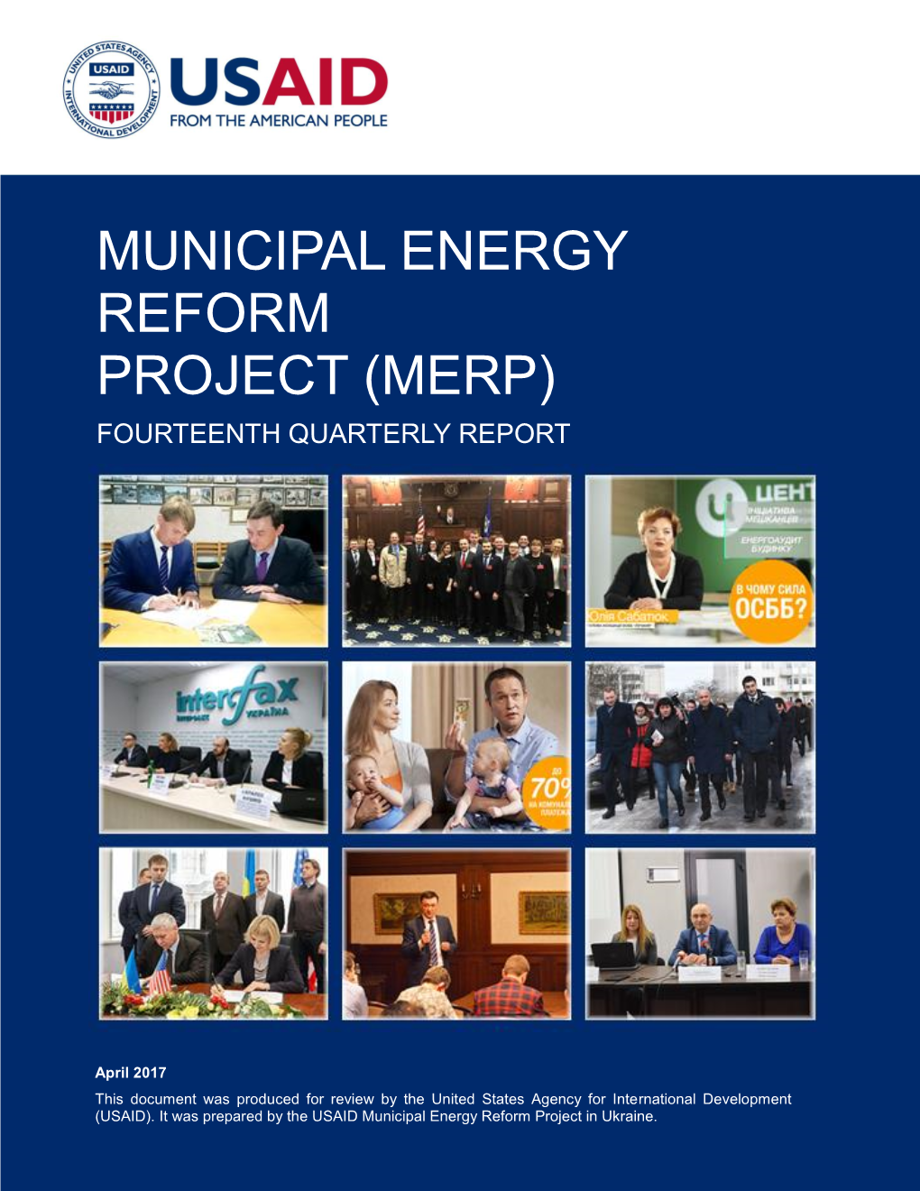 Municipal Energy Reform Project (Merp) Fourteenth Quarterly Report January 1 – March 31, 2017