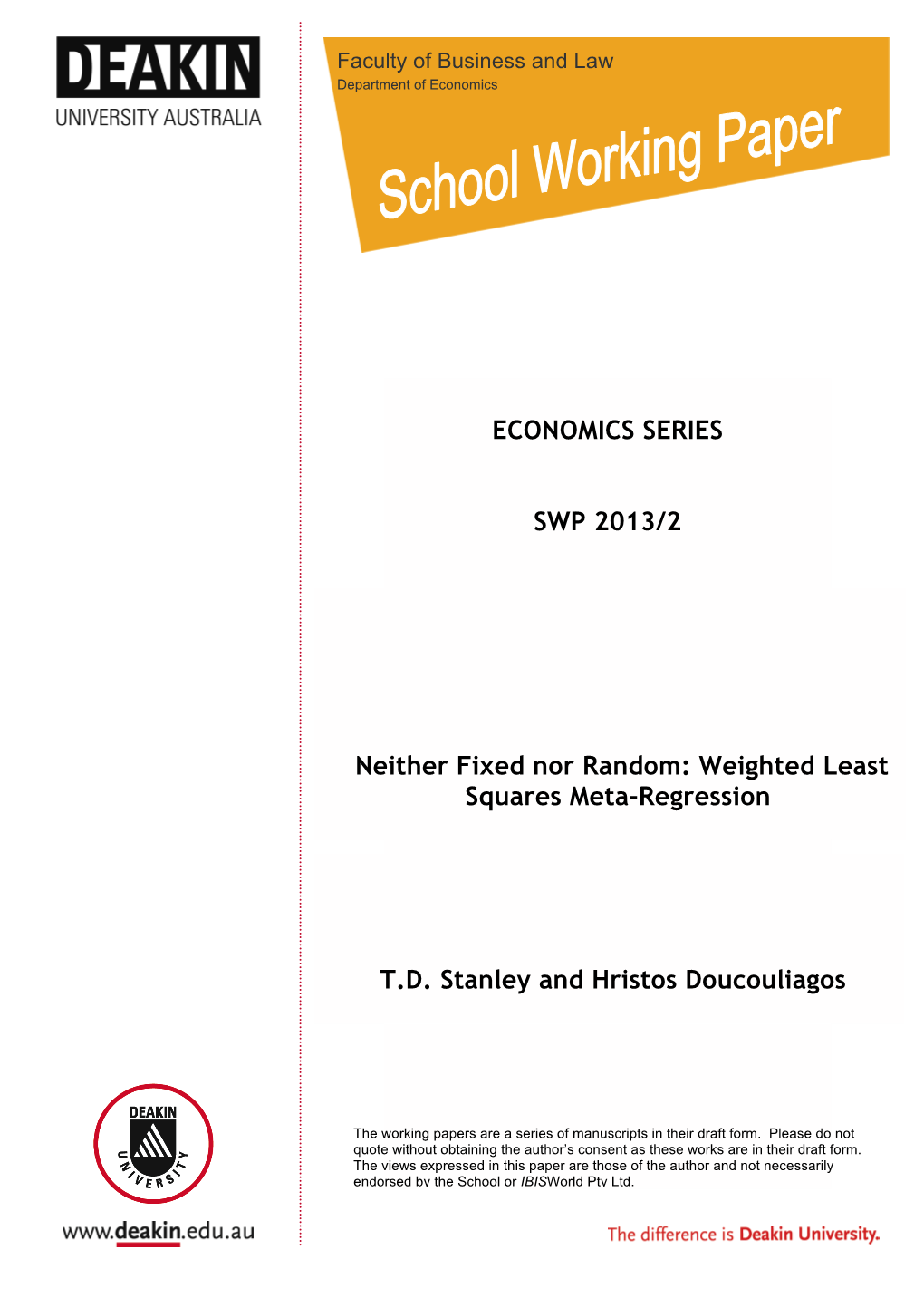 Weighted Least Squares Meta-Regression TD Stanley And