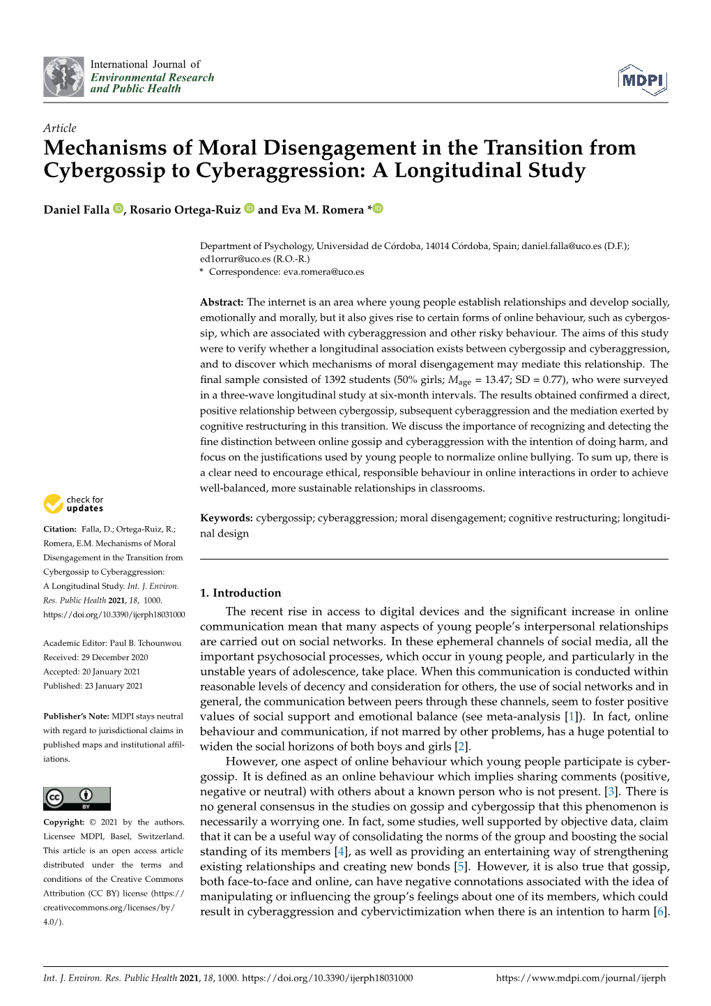 Mechanisms of Moral Disengagement in the Transition from Cybergossip to Cyberaggression: a Longitudinal Study
