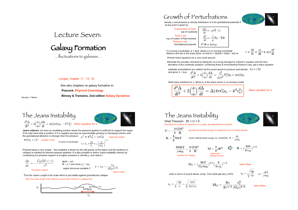 Lecture Seven: Galaxy Formation