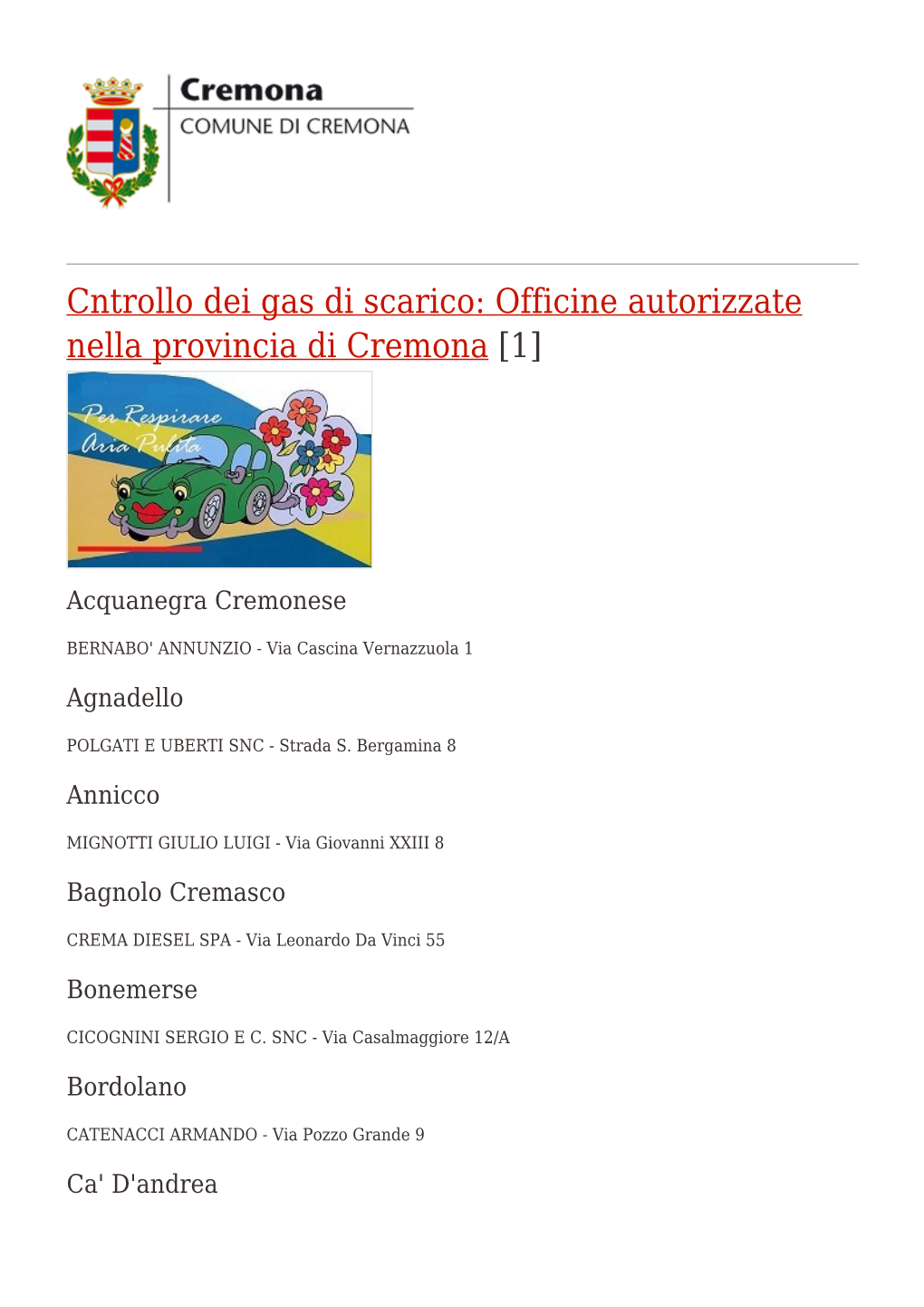 Officine Autorizzate Nella Provincia Di Cremona [1]