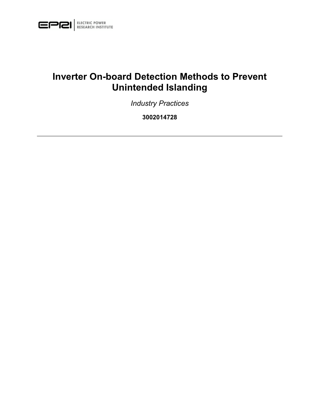 Inverter On-Board Detection Methods to Prevent Unintended Islanding Industry Practices