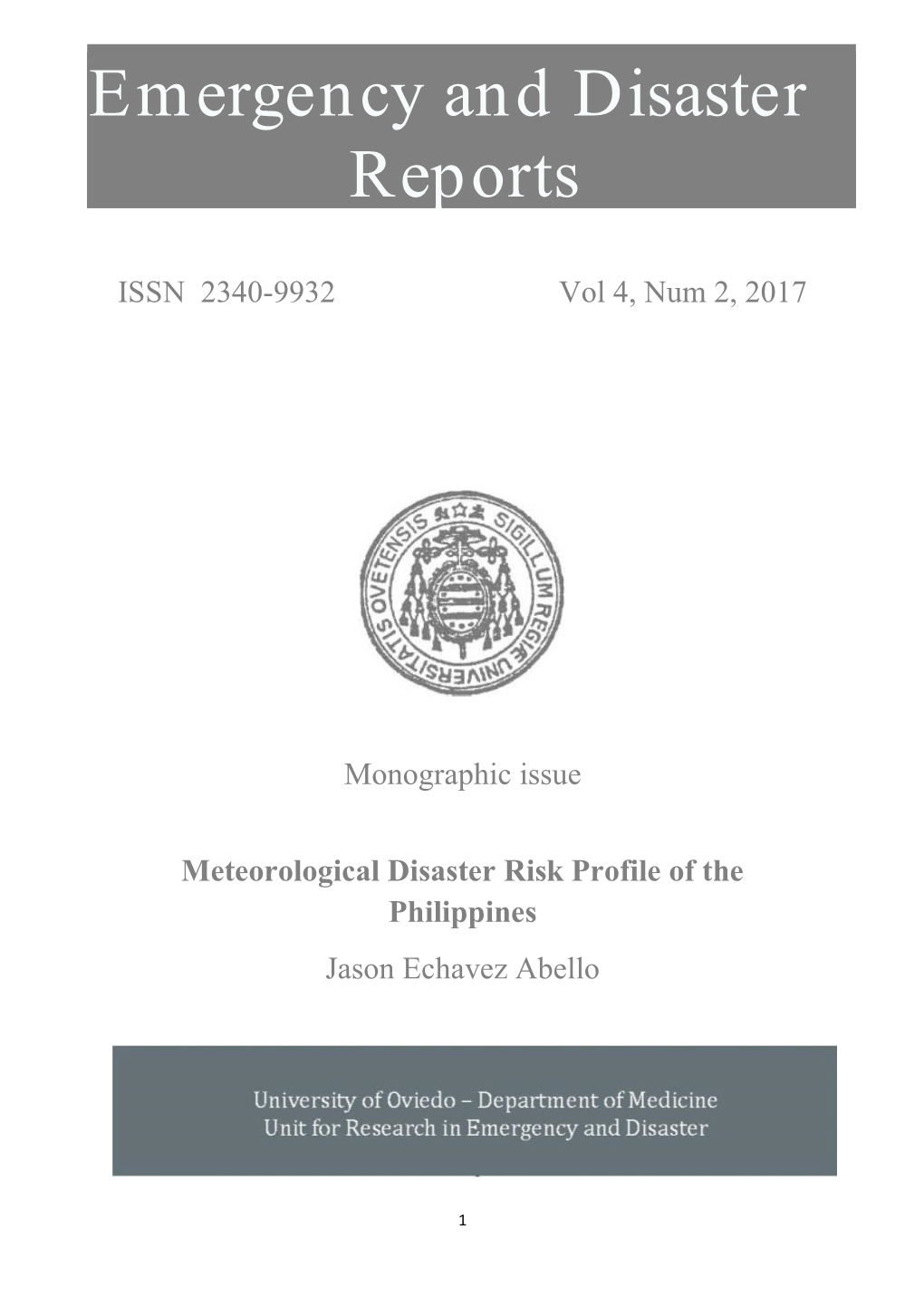 Meteorological Disaster Risk Profile of the Philippines Jason Echavez Abello