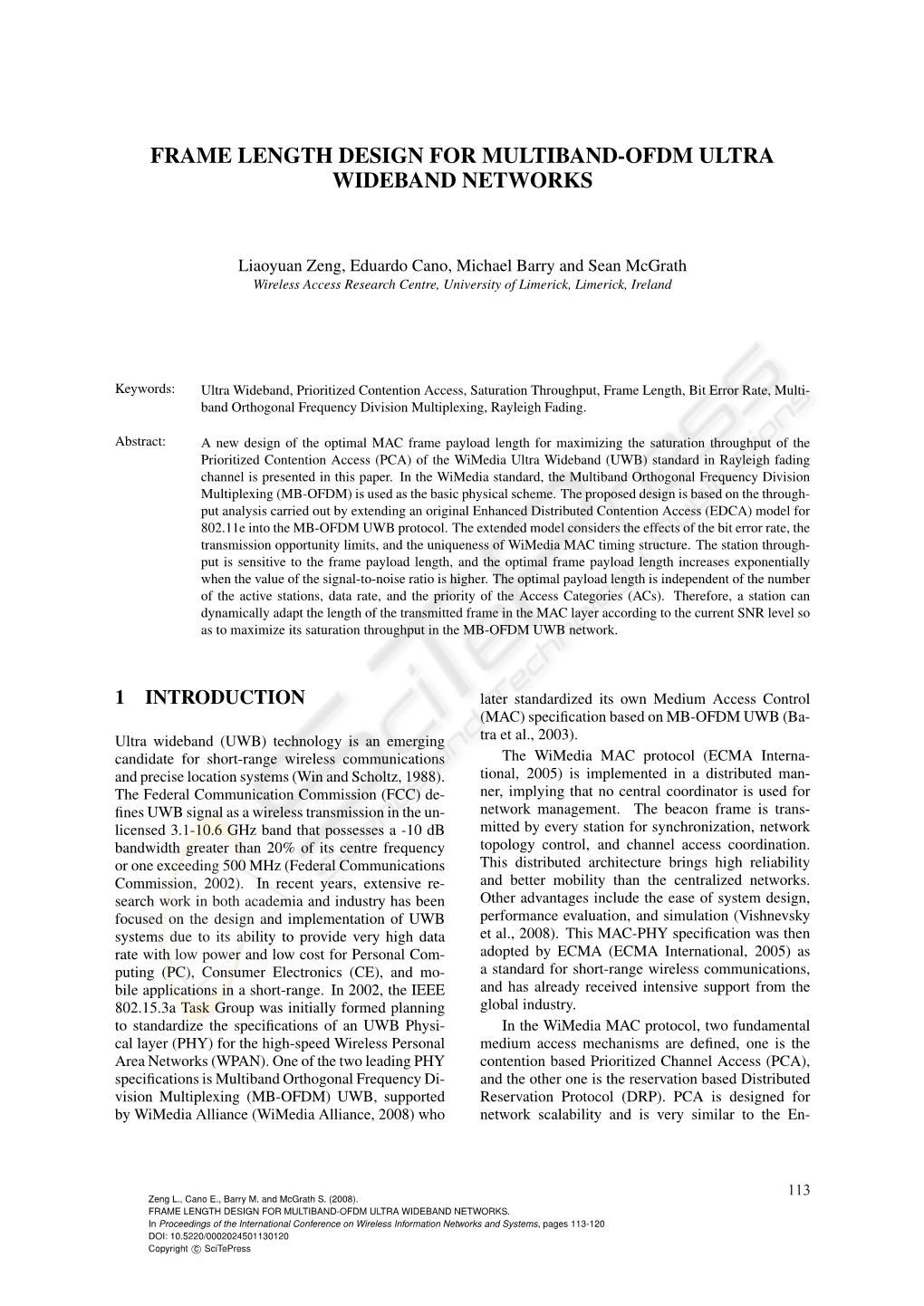 Frame Length Design for Multiband-Ofdm Ultra Wideband Networks