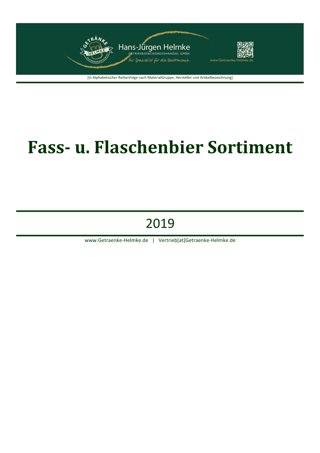 Fass- U. Flaschenbier Sortiment