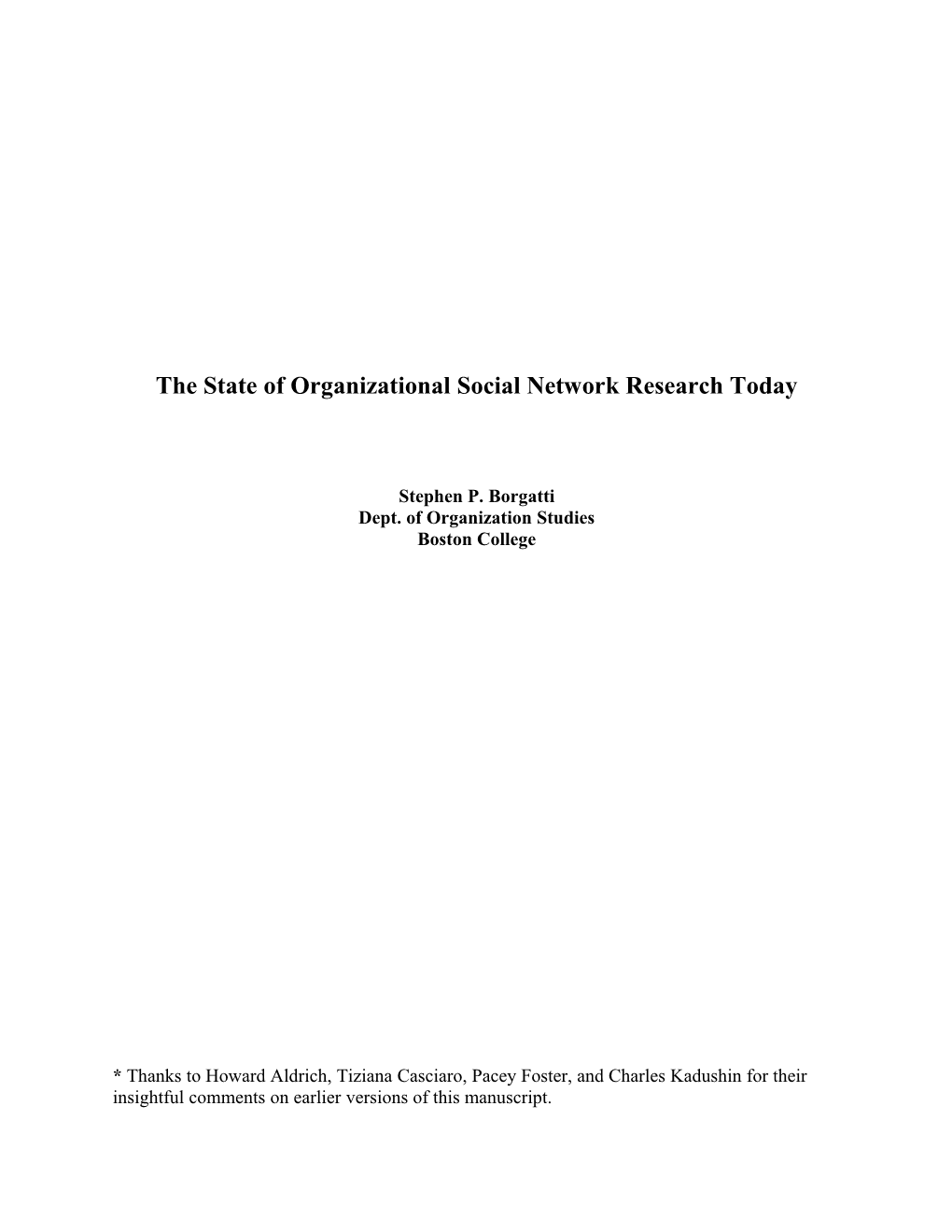 The Network Paradigm In Organization Studies: