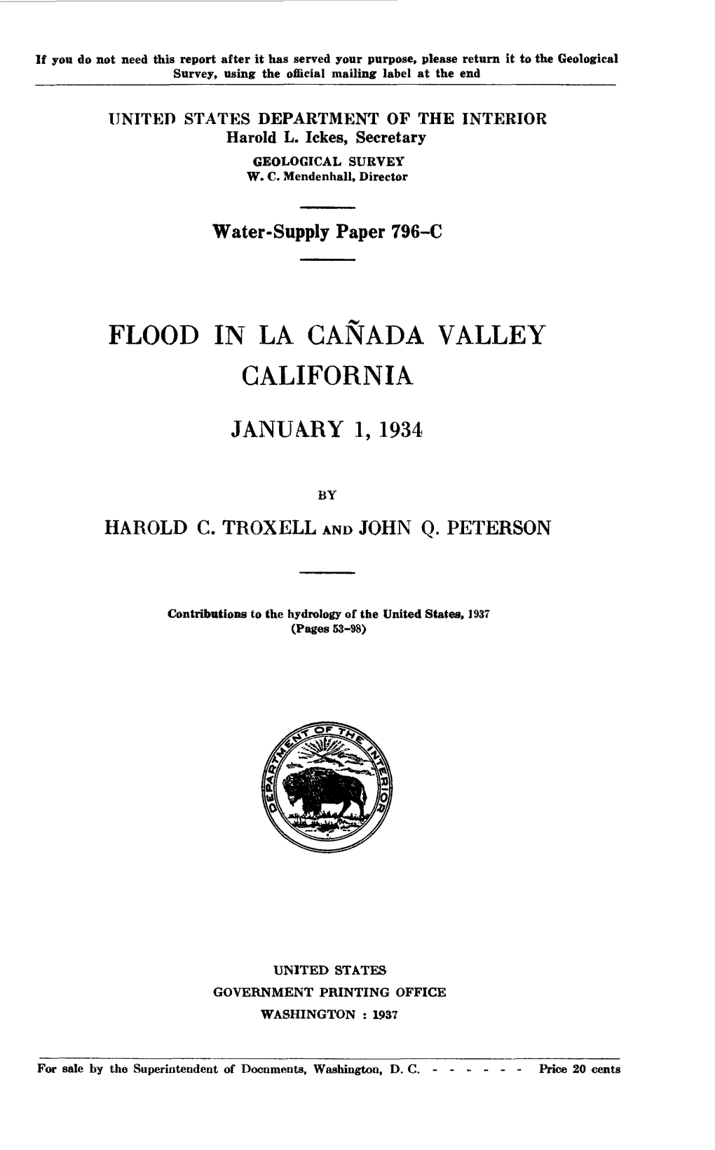 Flood in La Canada Valley California