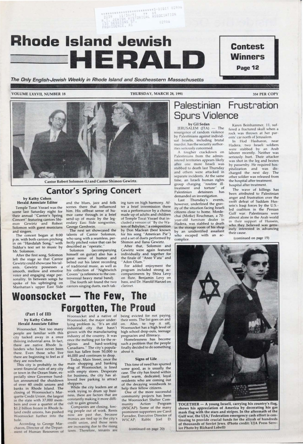 ~HERALD Page 12 the Only English-Jewish Weekly in Rhode Island and Southeastern Massachusetts