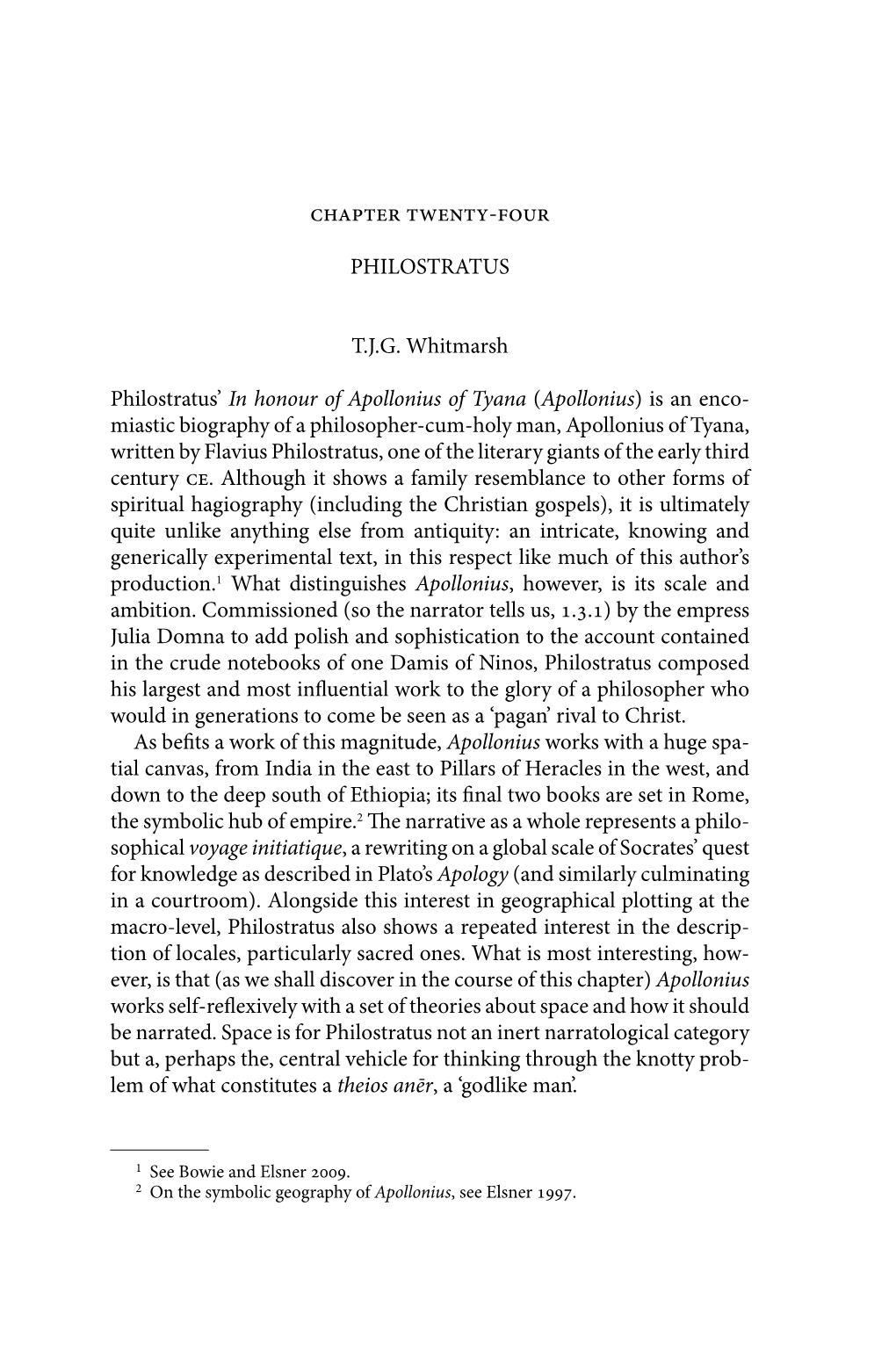 PHILOSTRATUS T.J.G. Whitmarsh Philostratus' in Honour of Apollonius