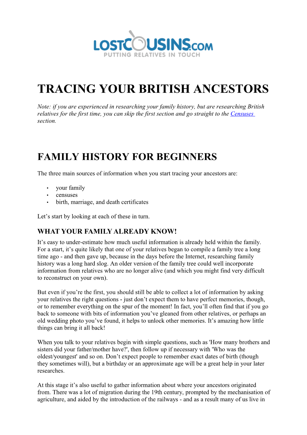 Tracing Your British Ancestors