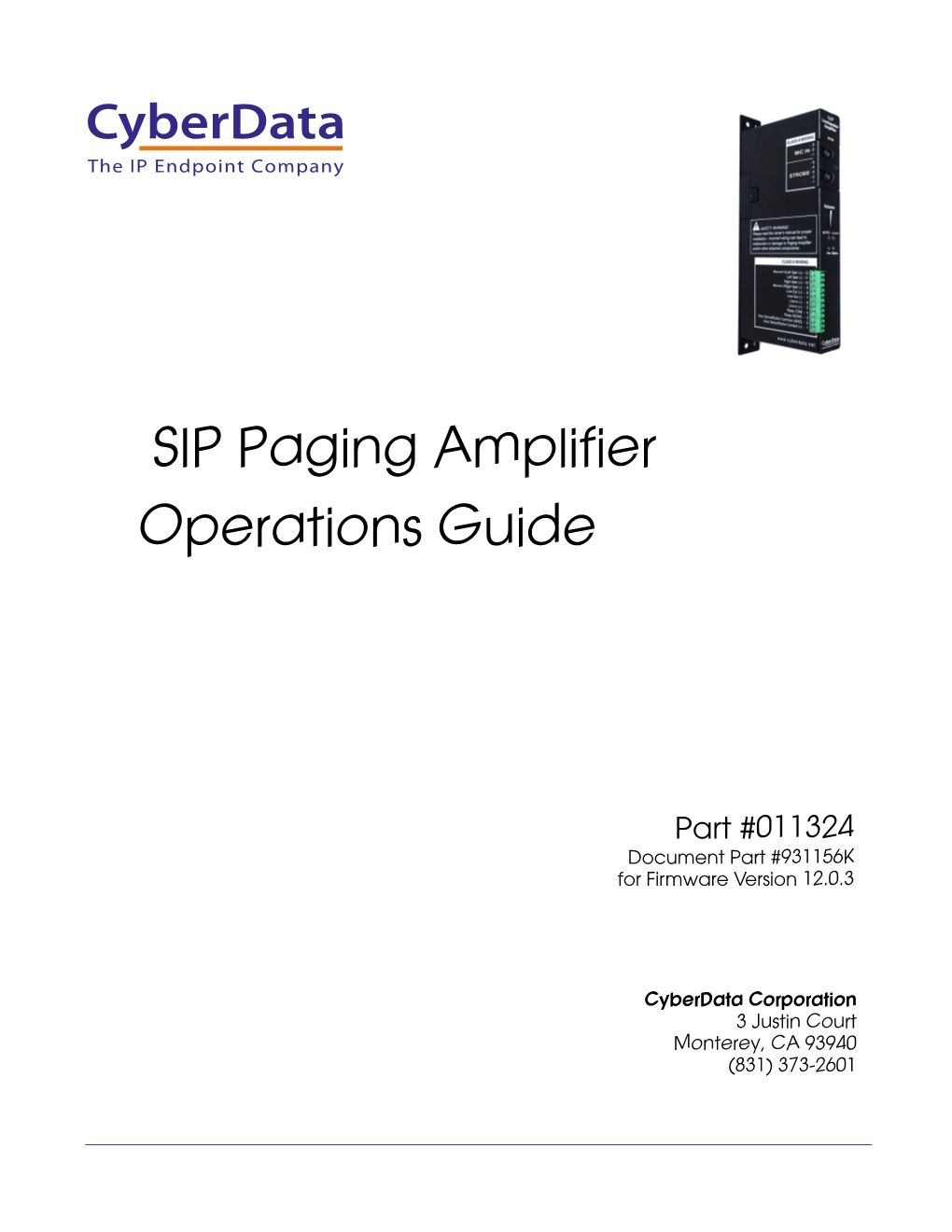 SIP Paging Amplifier Operations Guide