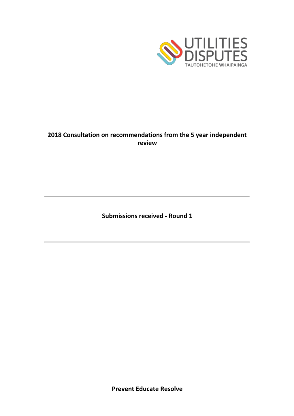 Consultation Submissions Round One 2018.Pdf