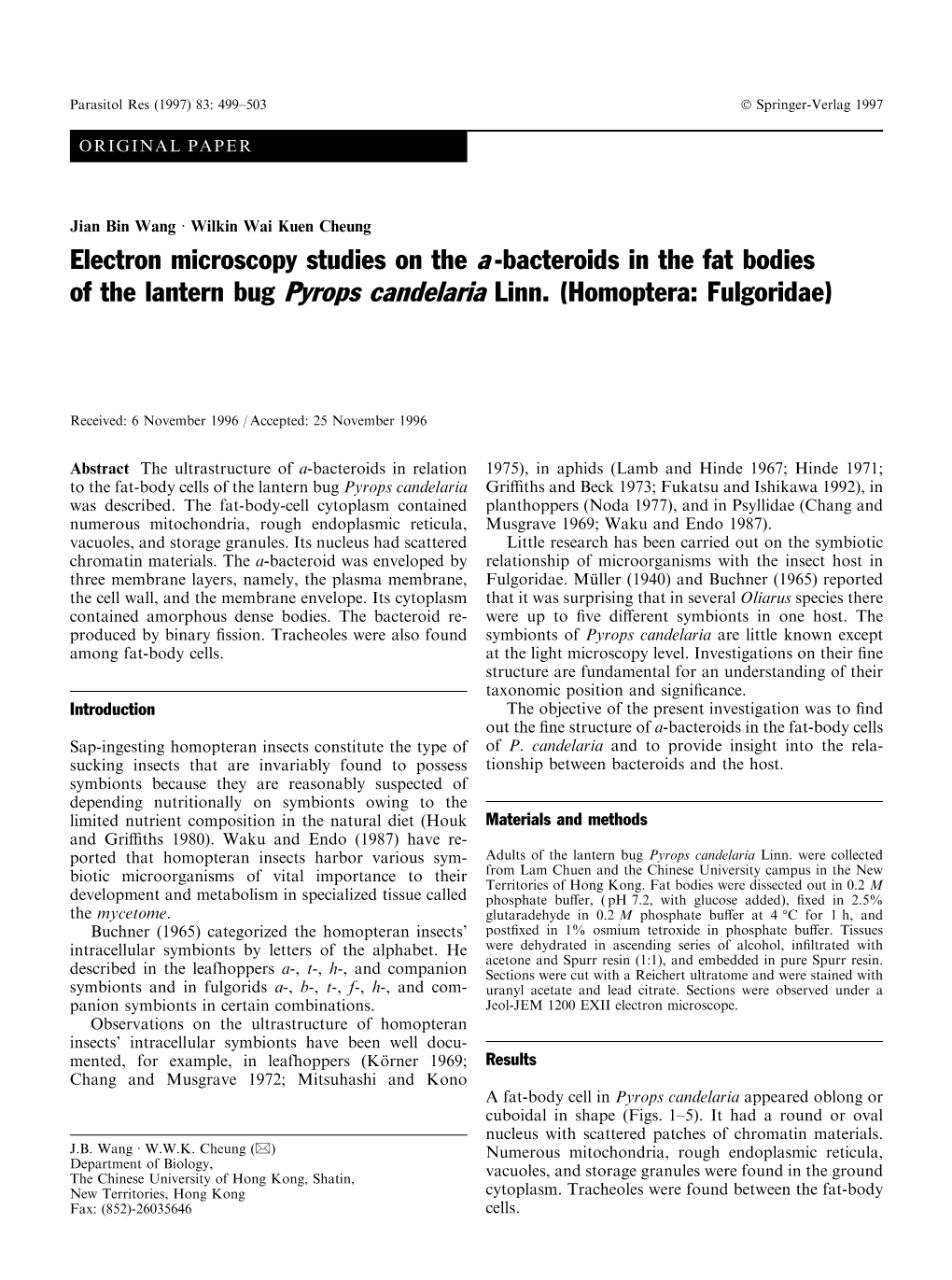 Electron Microscopy Studies on the A-Bacteroids in the Fat Bodies of The