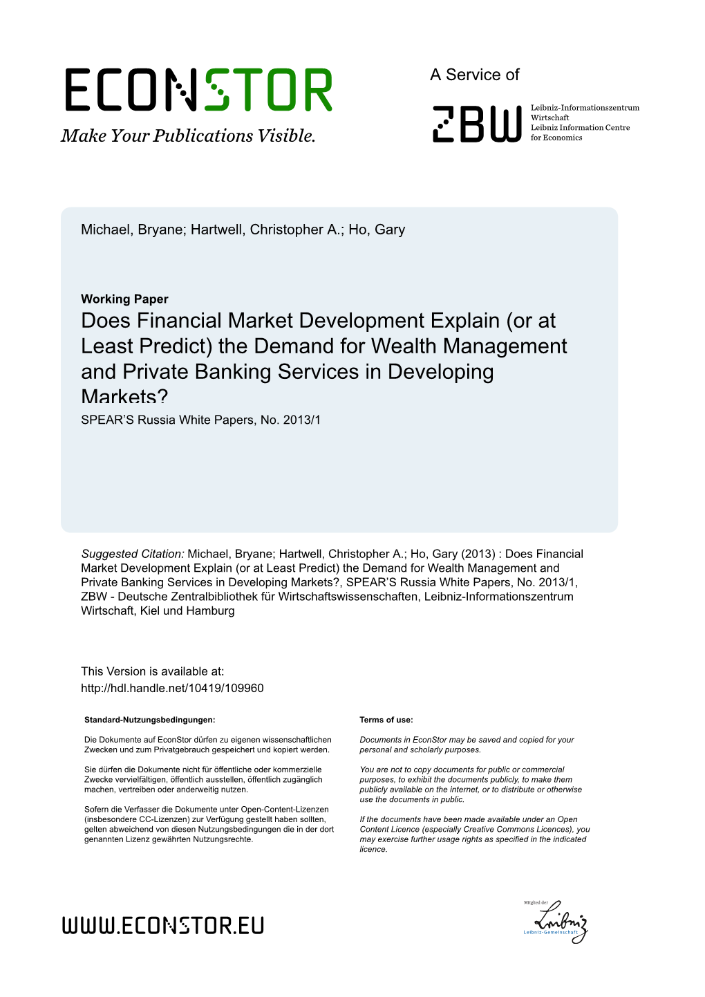 Does Financial Market Development Help Predict Demand for Private