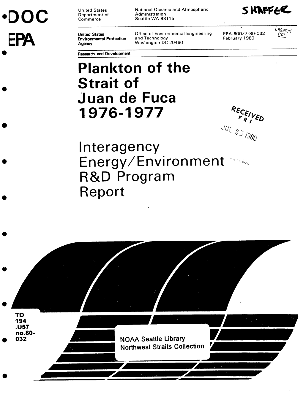 Plankton of the Strait of Juan De Fuca 1976-1977.Pdf