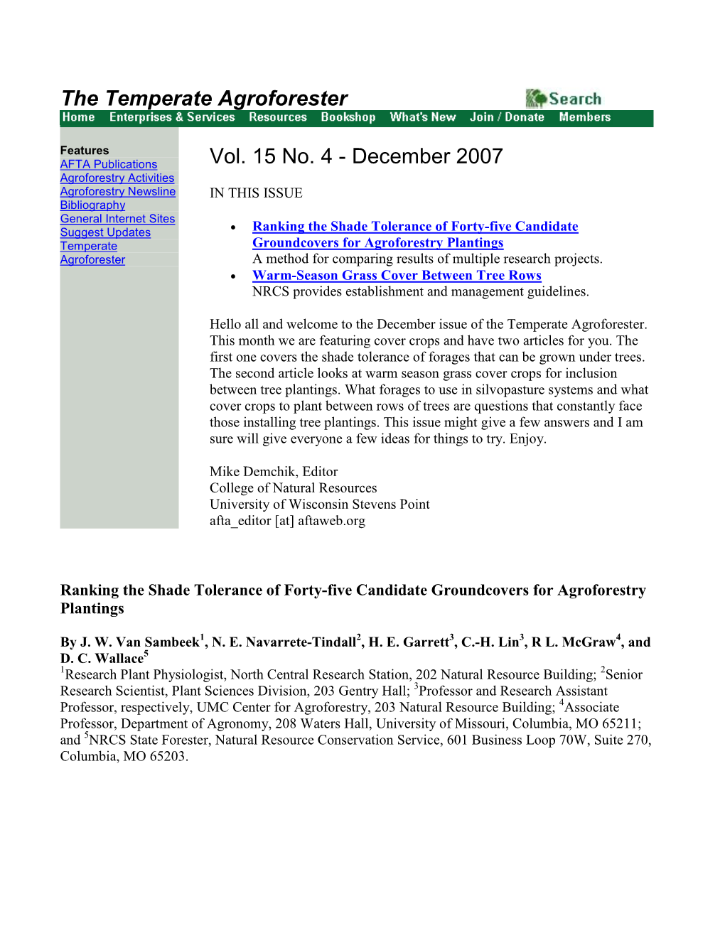 Ranking the Shade Tolerance of Forty-Five Candidate Groundcovers for Agroforestry Plantings