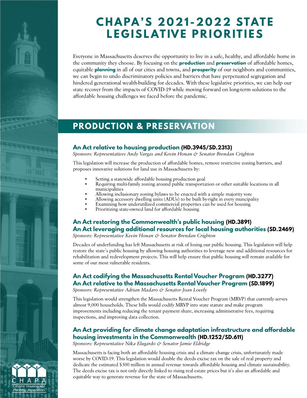 Chapa's 2021-2022 State Legislative Priorities