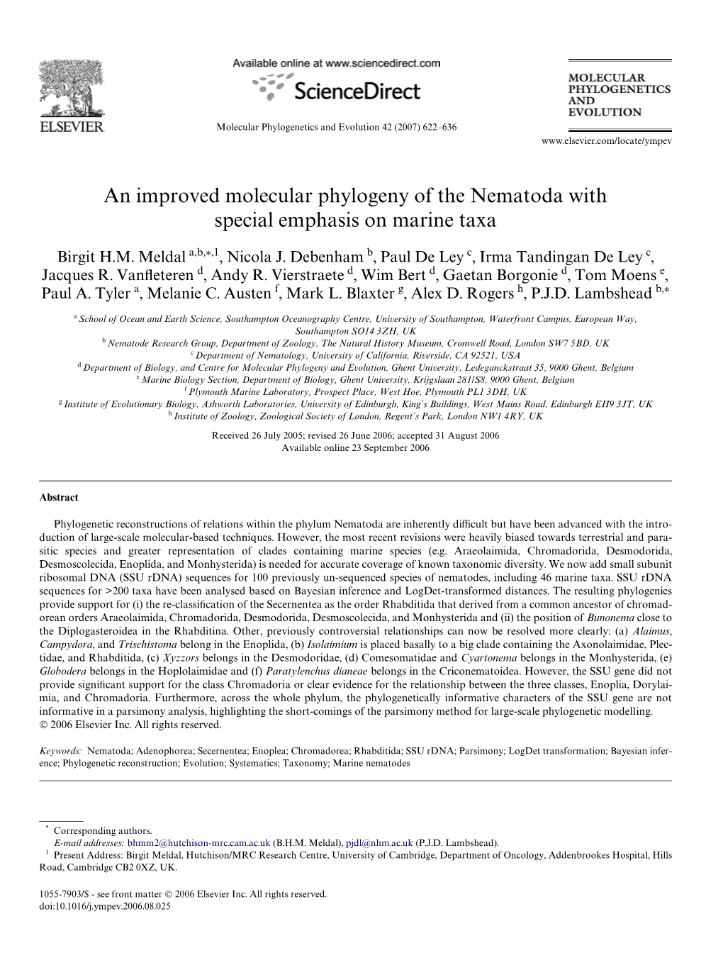 Meldal Et Al 2007 Phylogeny Nema.Pdf