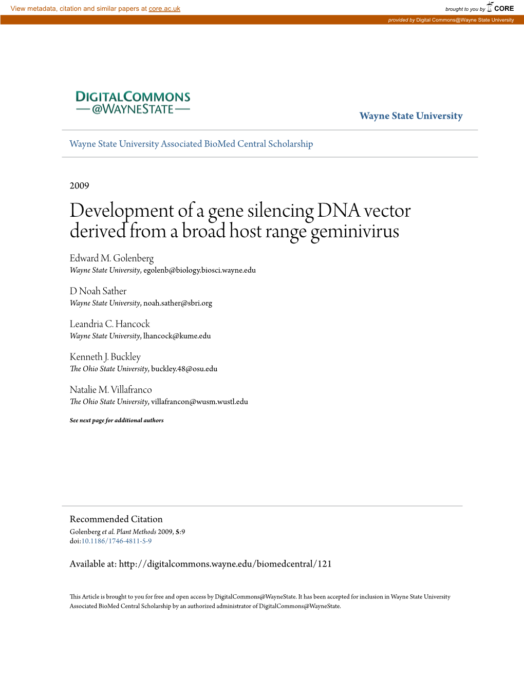 Development of a Gene Silencing DNA Vector Derived from a Broad Host Range Geminivirus Edward M