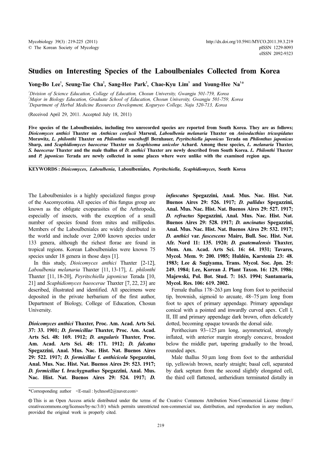 Studies on Interesting Species of the Laboulbeniales Collected from Korea