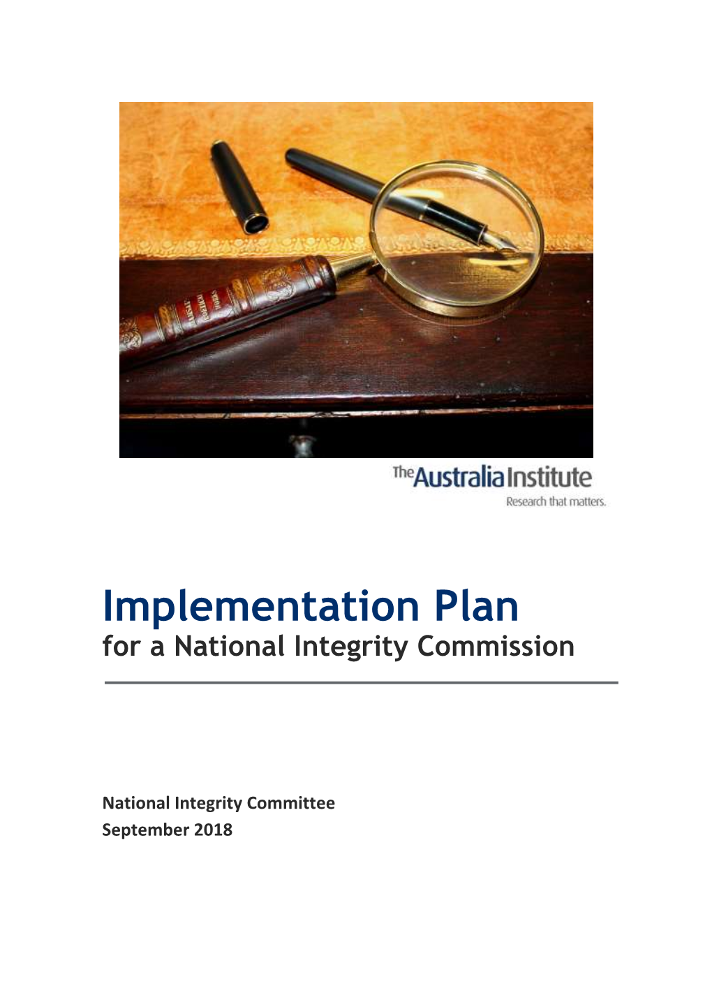 Implementation Plan for a National Integrity Commission