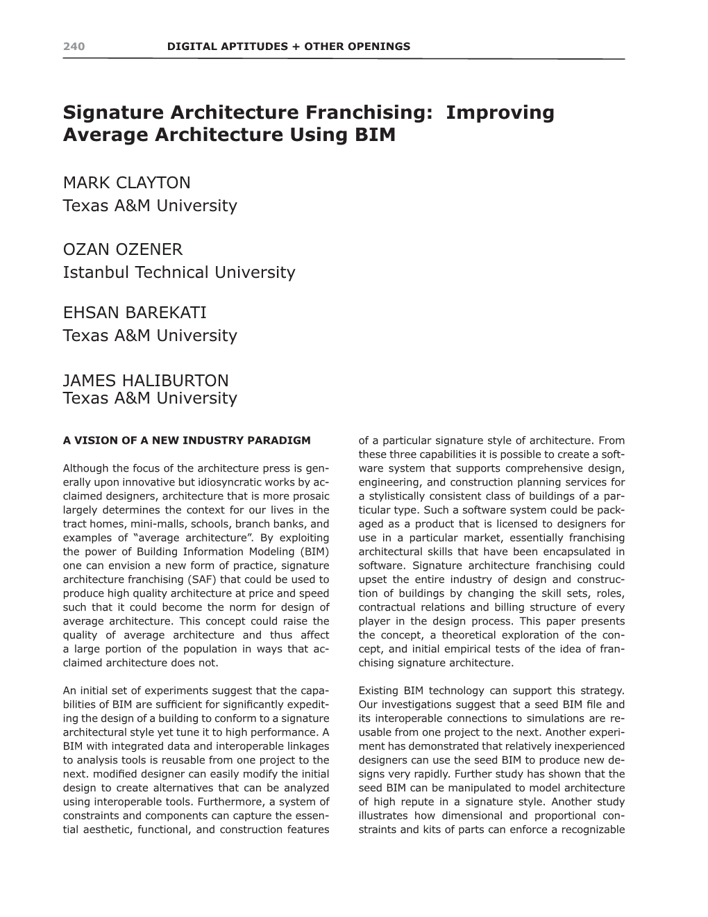 Improving Average Architecture Using BIM