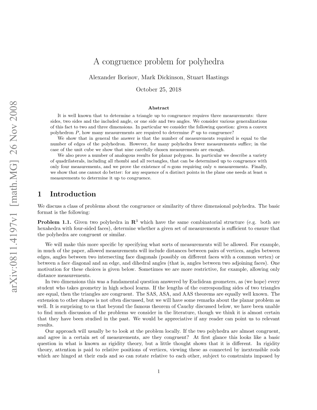 A Congruence Problem for Polyhedra