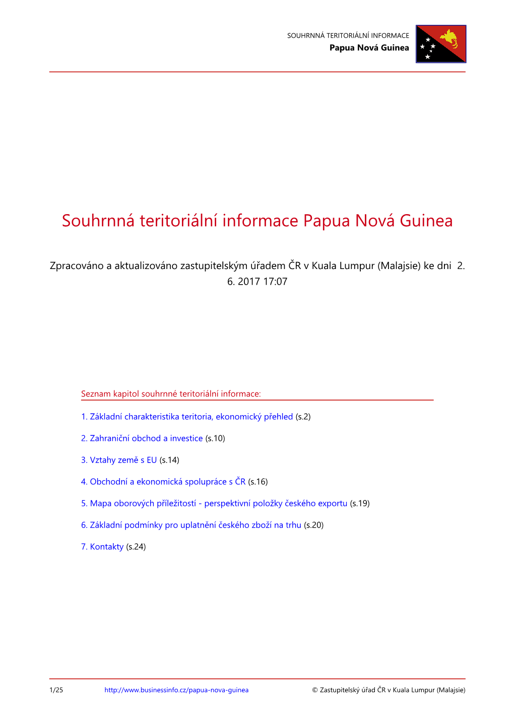Souhrnná Terirotální Informace Papua Nová Guinea