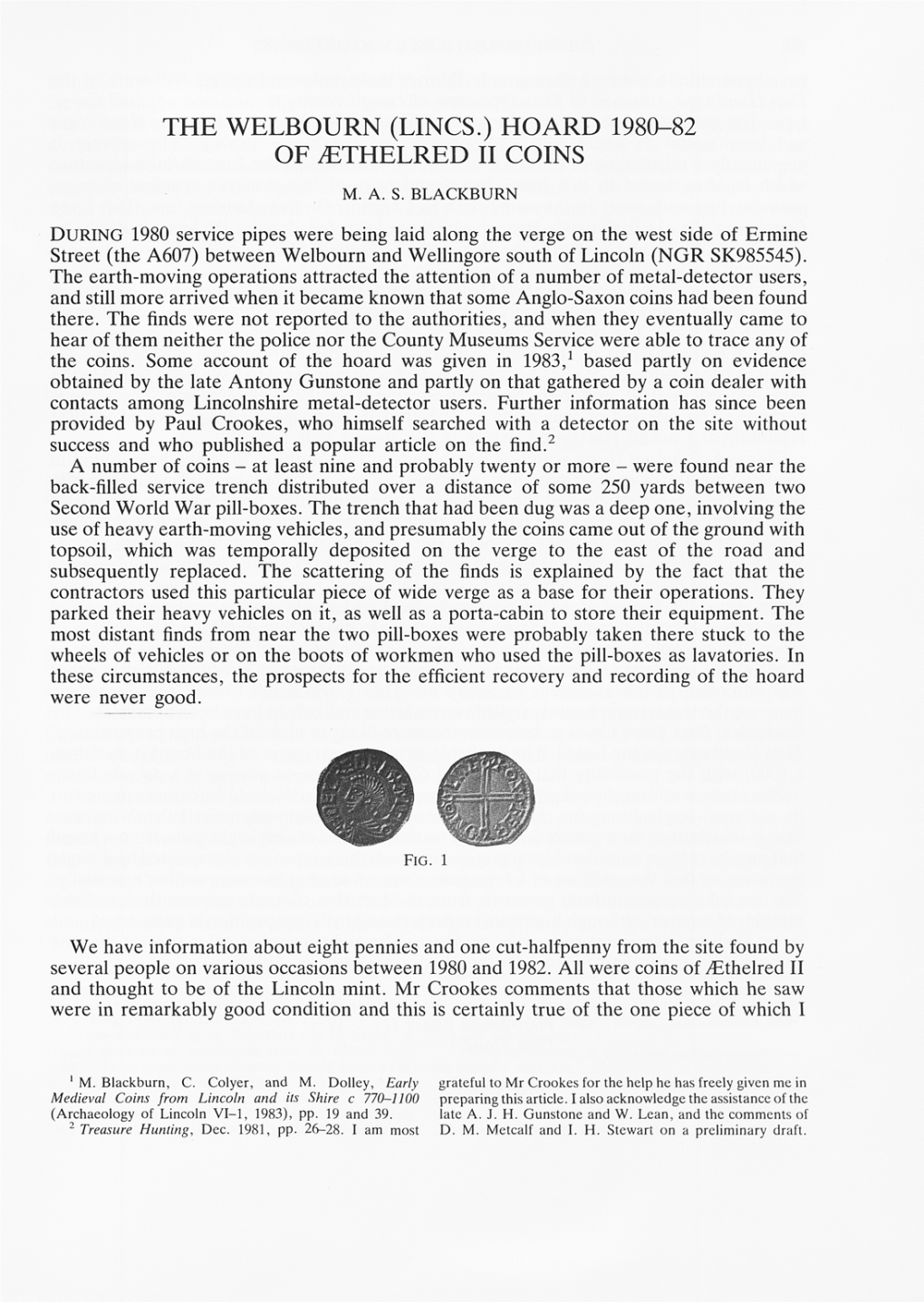 The Welbourn (Lincs.) Hoard 1980-82 of ^Thelred Ii Coins