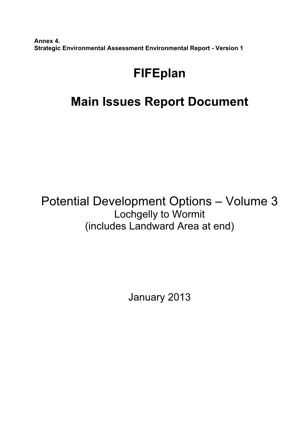 Fifeplan Main Issues Report Document Potential Development