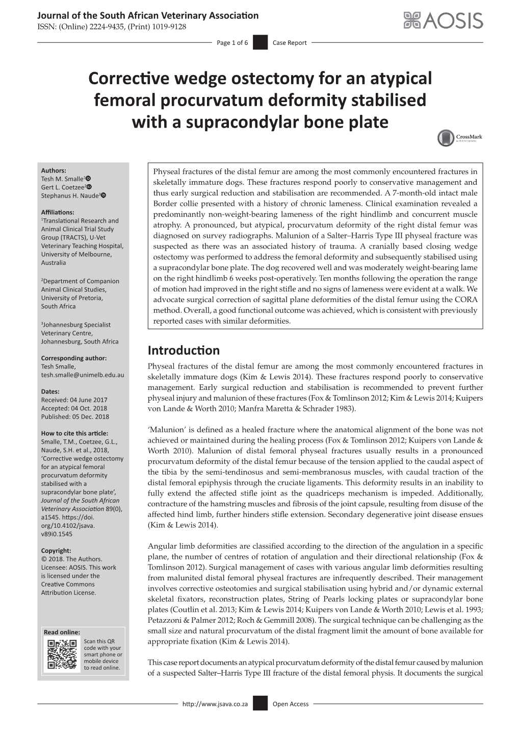 Corrective Wedge Ostectomy for an Atypical Femoral Procurvatum Deformity Stabilised with a Supracondylar Bone Plate