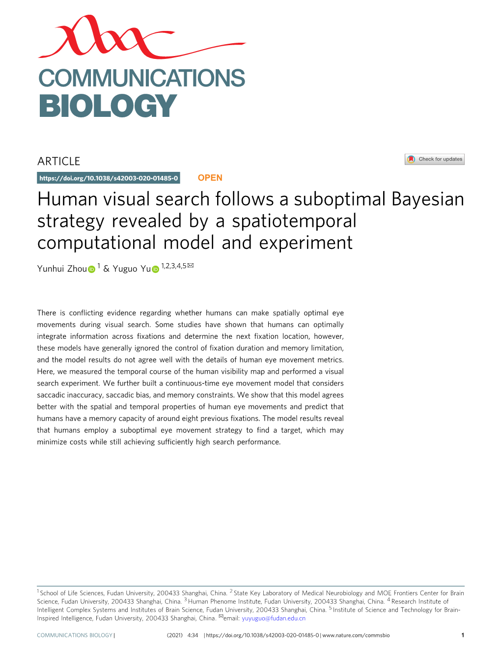 Human Visual Search Follows a Suboptimal Bayesian Strategy