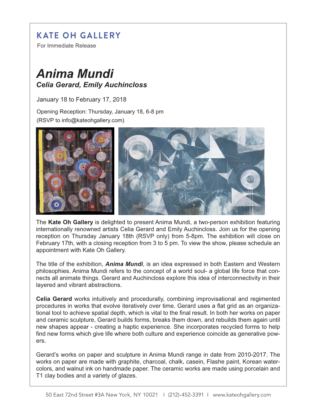 Anima Mundi Celia Gerard, Emily Auchincloss