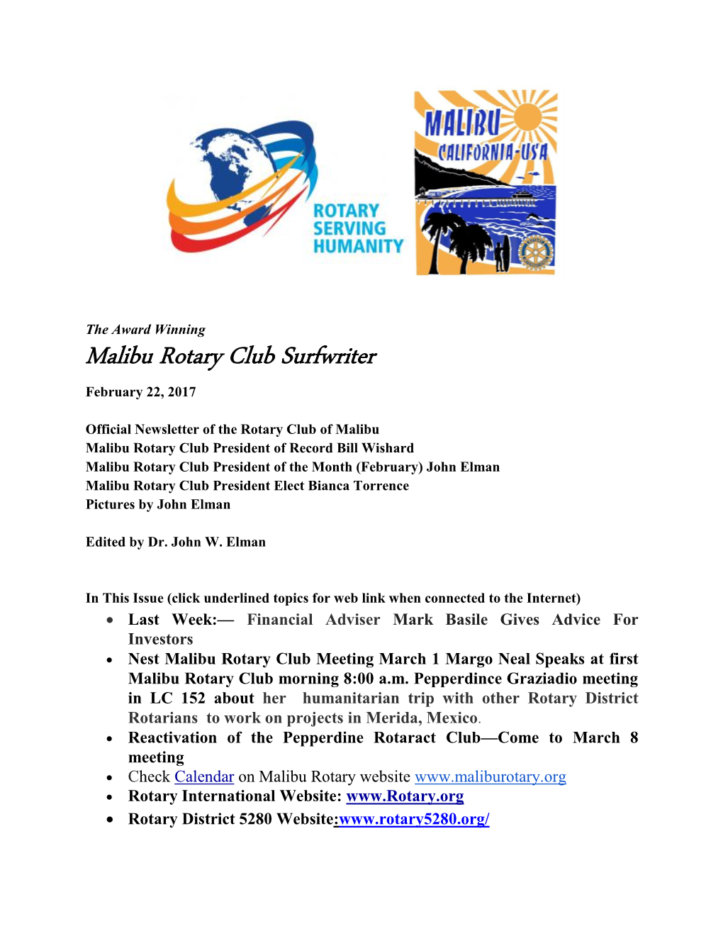 Malibu Rotary Club Surfwriter March 12 2014.Doc.Docx