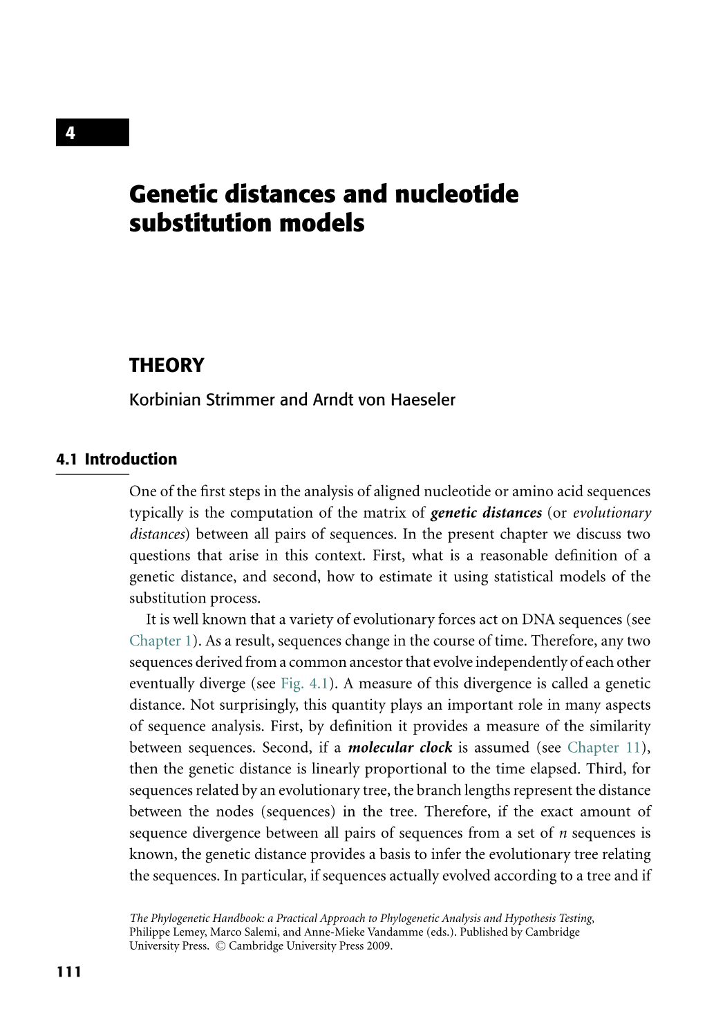 Genetic Distances and Nucleotide Substitution Models