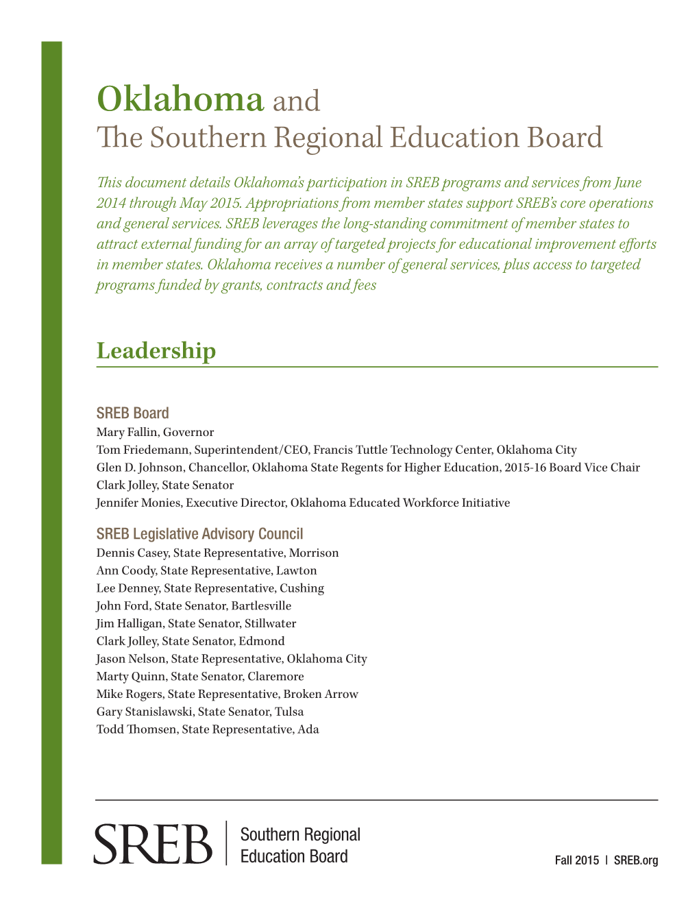 Oklahoma and the Southern Regional Education Board