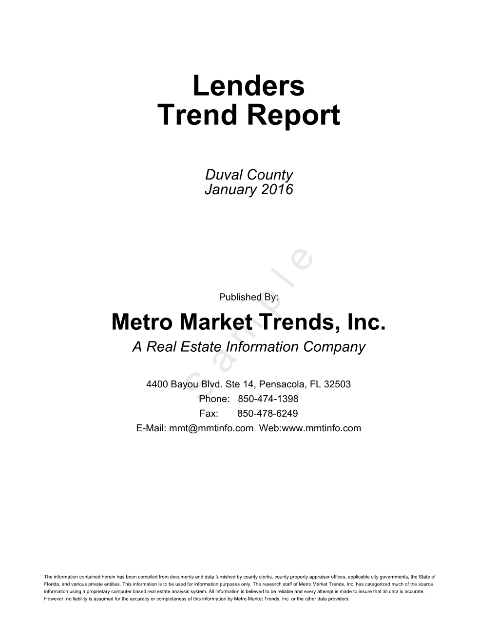 Lenders Trend Report