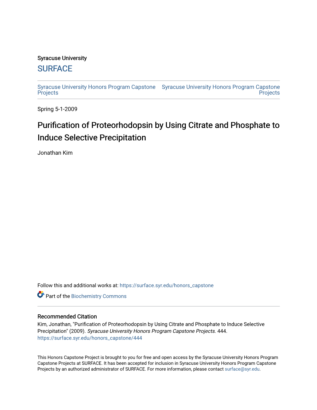 Purification of Proteorhodopsin by Using Citrate and Phosphate to Induce Selective Precipitation