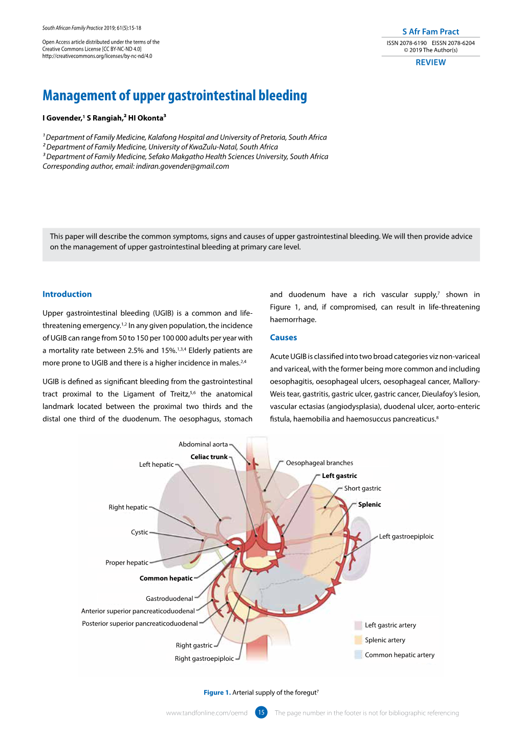 Management of Upper Gastrointestinal Bleeding