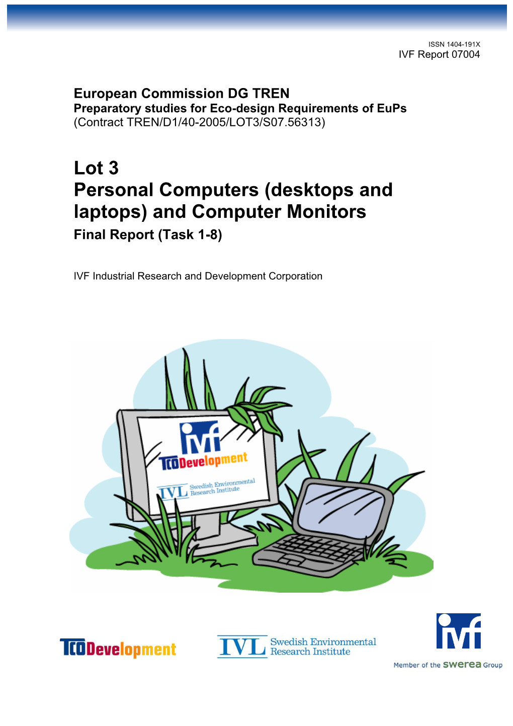 Lot 3 Personal Computers (Desktops and Laptops) and Computer Monitors Final Report (Task 1-8)