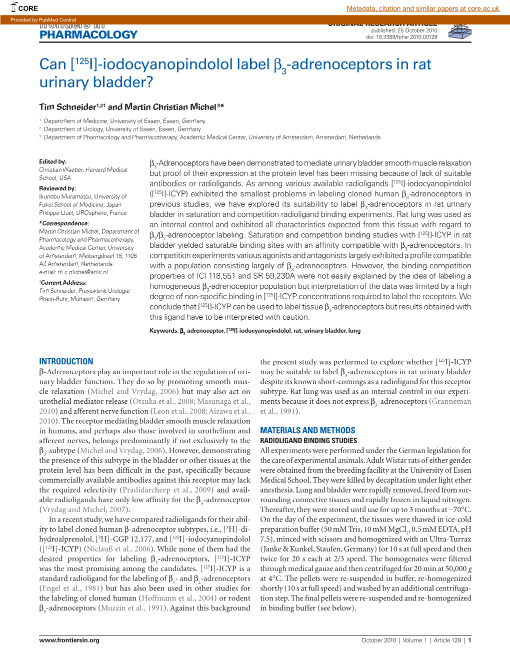 Can [125I]-Iodocyanopindolol Label Β -Adrenoceptors in Rat Urinary Bladder?