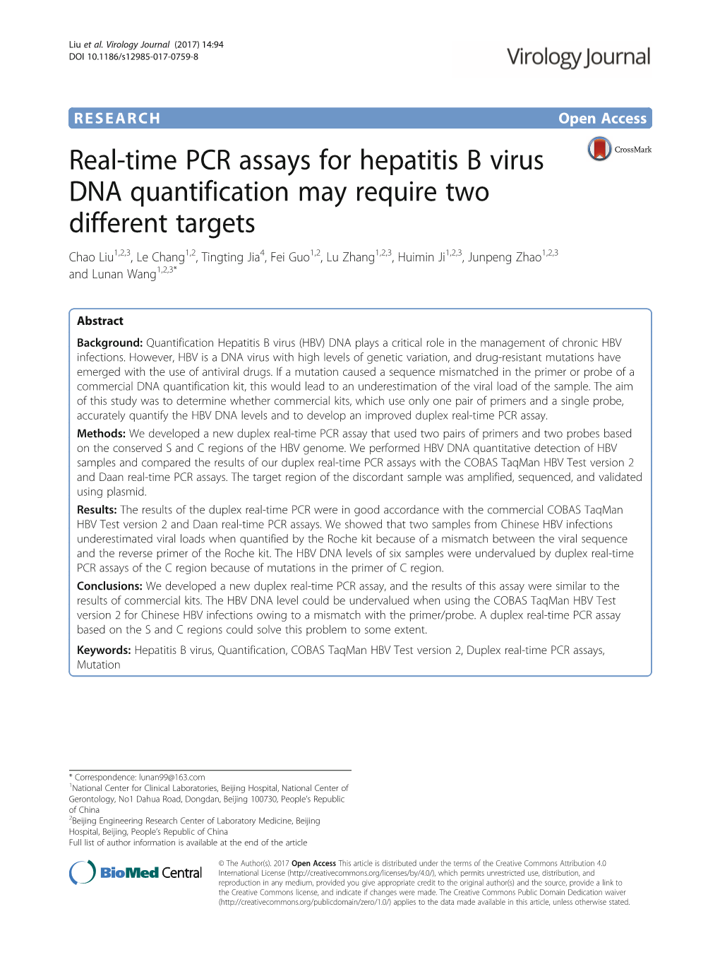 Real-Time PCR Assays for Hepatitis B Virus DNA Quantification May