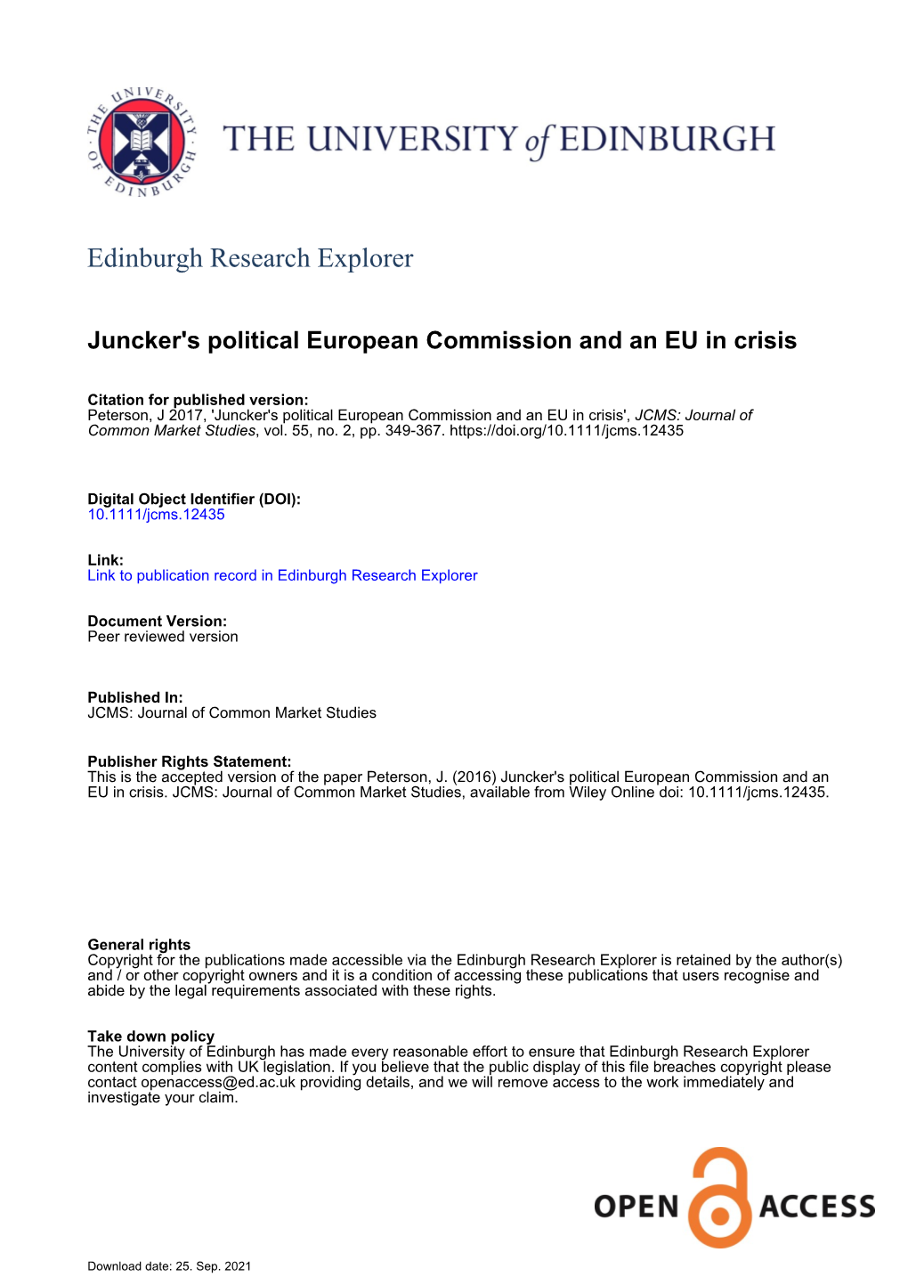 JUNCKER's POLITICAL COMMISSION and an EU