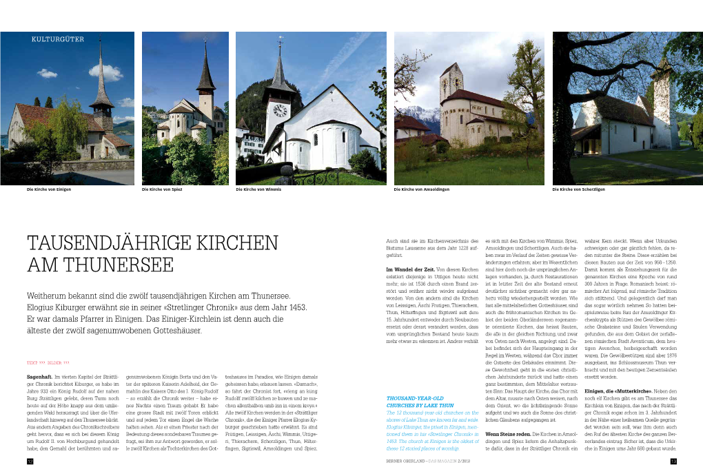 Tausendjährige Kirchen Am Thunersee