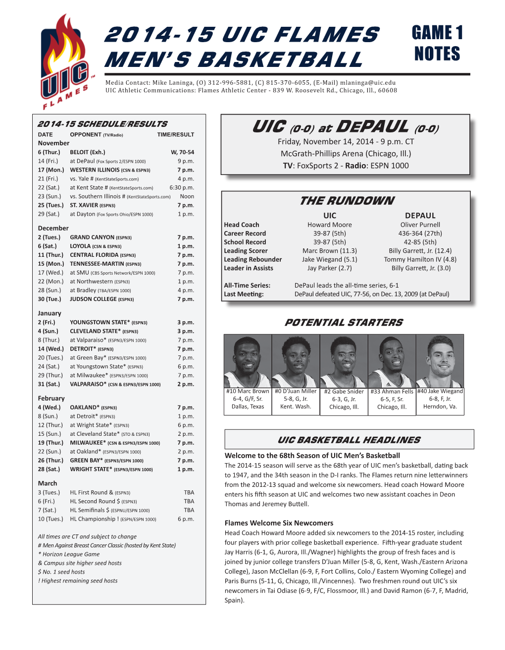 2014-15 Uic Flames Men's Basketball