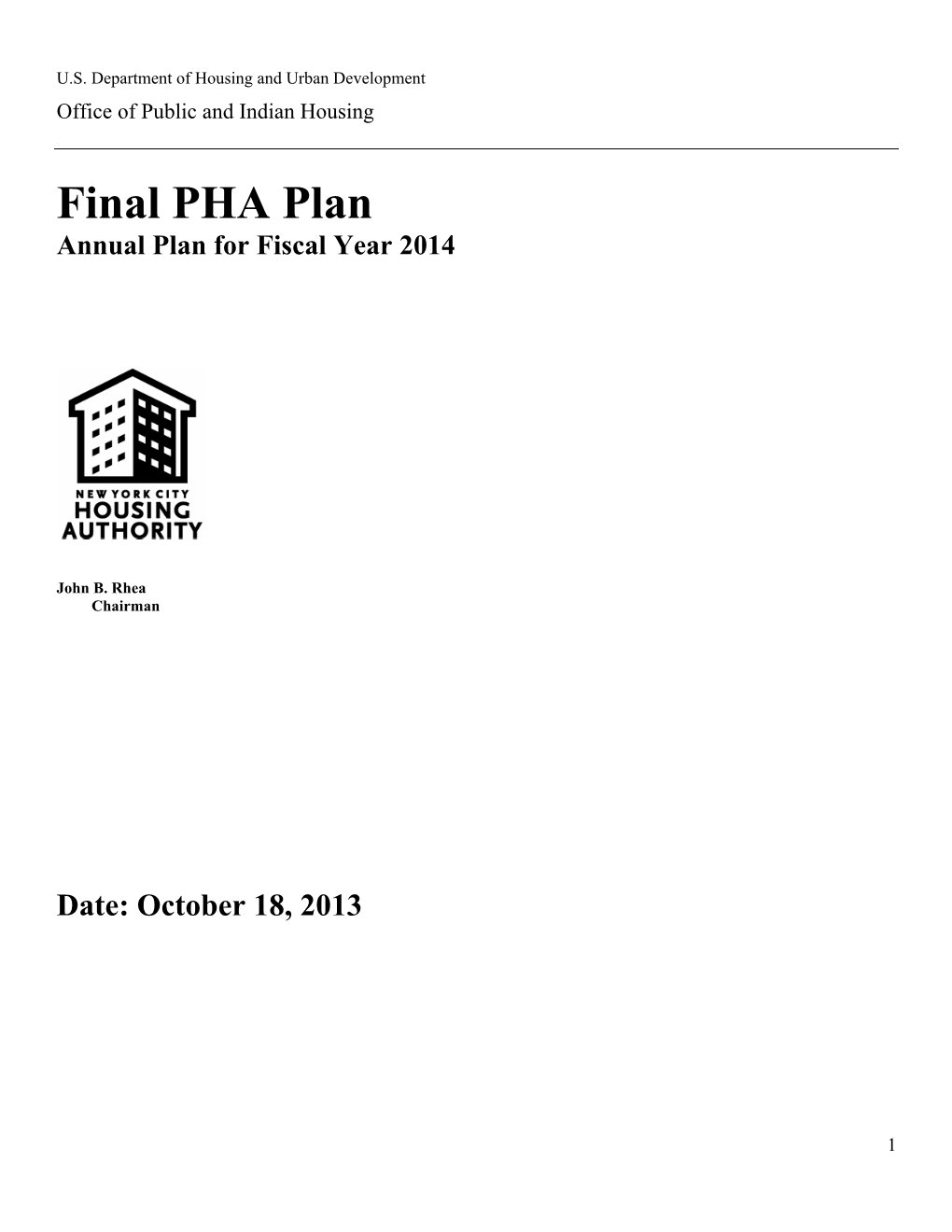 Final PHA Plan Annual Plan for Fiscal Year 2014