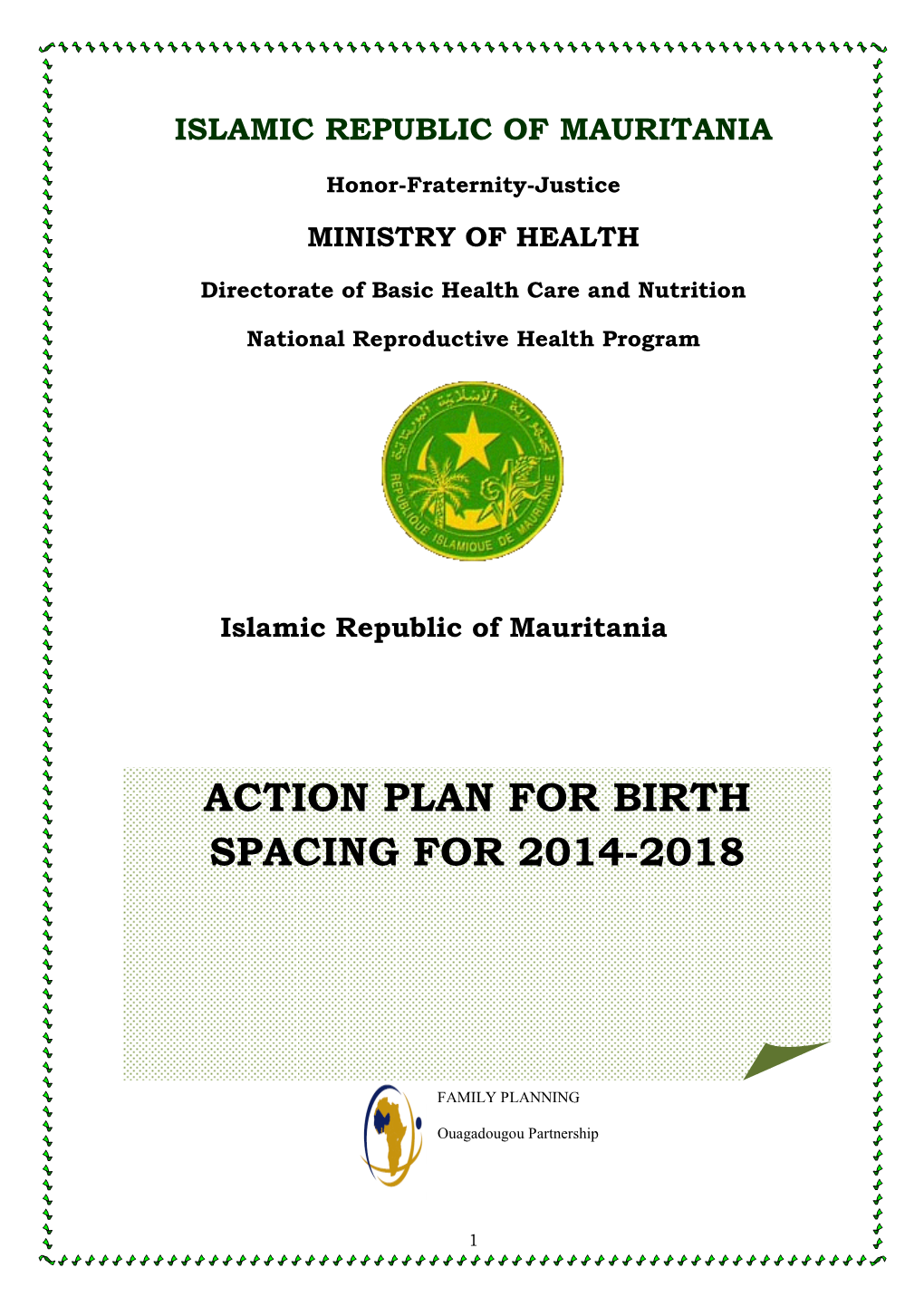 Action Plan for Birth Spacing for 2014-2018
