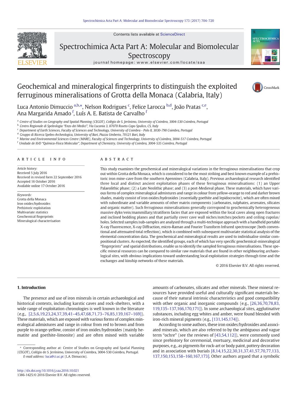 Geochemical and Mineralogical Fingerprints to Distinguish the Exploited Ferruginous Mineralisations of Grotta Della Monaca